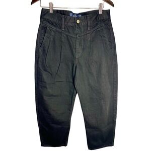 Hollister High Rise Barrel Jeans 7S Black Pleated Tapered Leg 12 Inch Rise